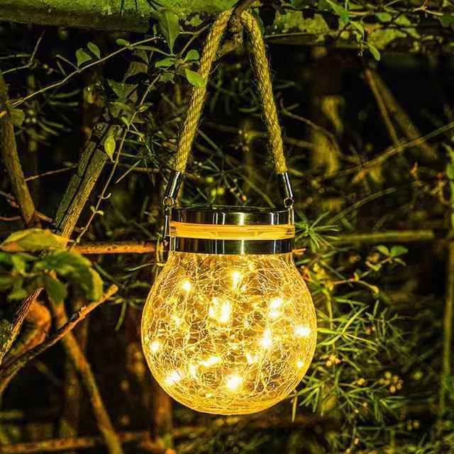 Decor de Crăciun LED Solar Glass Crackle Ball Lumini suspendate